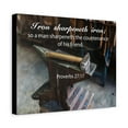 thumbnail image 2 of Scripture Canvas Iron Sharpeneth Iron Proverbs 27:17 Christian Wall Art Bible Verse Print Ready to Hang, 2 of 12