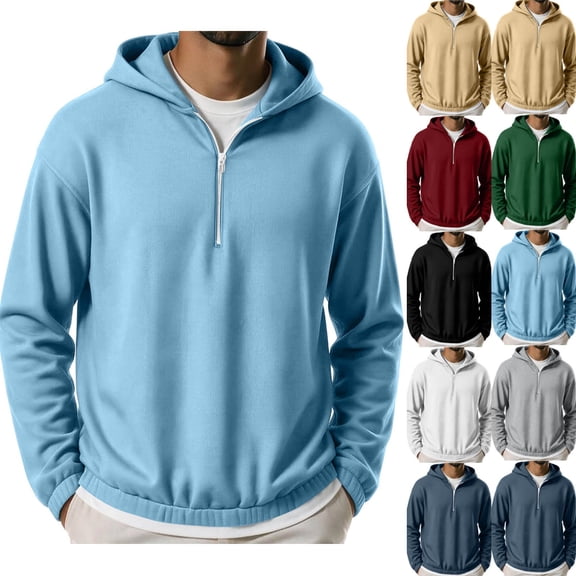MaFYtyTPR Men's Half Zip Hoodie Sweatshirt Long Sleeve Casual Pullover with Pockets for Fall Winter 01-Army Green L
