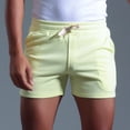 thumbnail image 4 of pstuiky Pantalones cortos de gimnasio para hombre, Pantalones cortos deportivos de algodón liso de tres puntos con cintura media y cordones para hombre Pantalones cortos para correr para hombre, 4 of 8