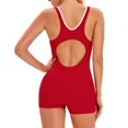 thumbnail image 6 of Women's Sleeveless One Piece Wetsuit Conservative Sexy Backless Color Matching Swimsuit with Removable Bra Pads Boxer Style for Swimming,Red,2XL, 6 of 6