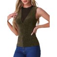 thumbnail image 4 of INSPIRE CHIC Women's Sleeveless Mesh Tops Glitter Party Sparkly Shirt XS Black Gold, 4 of 6
