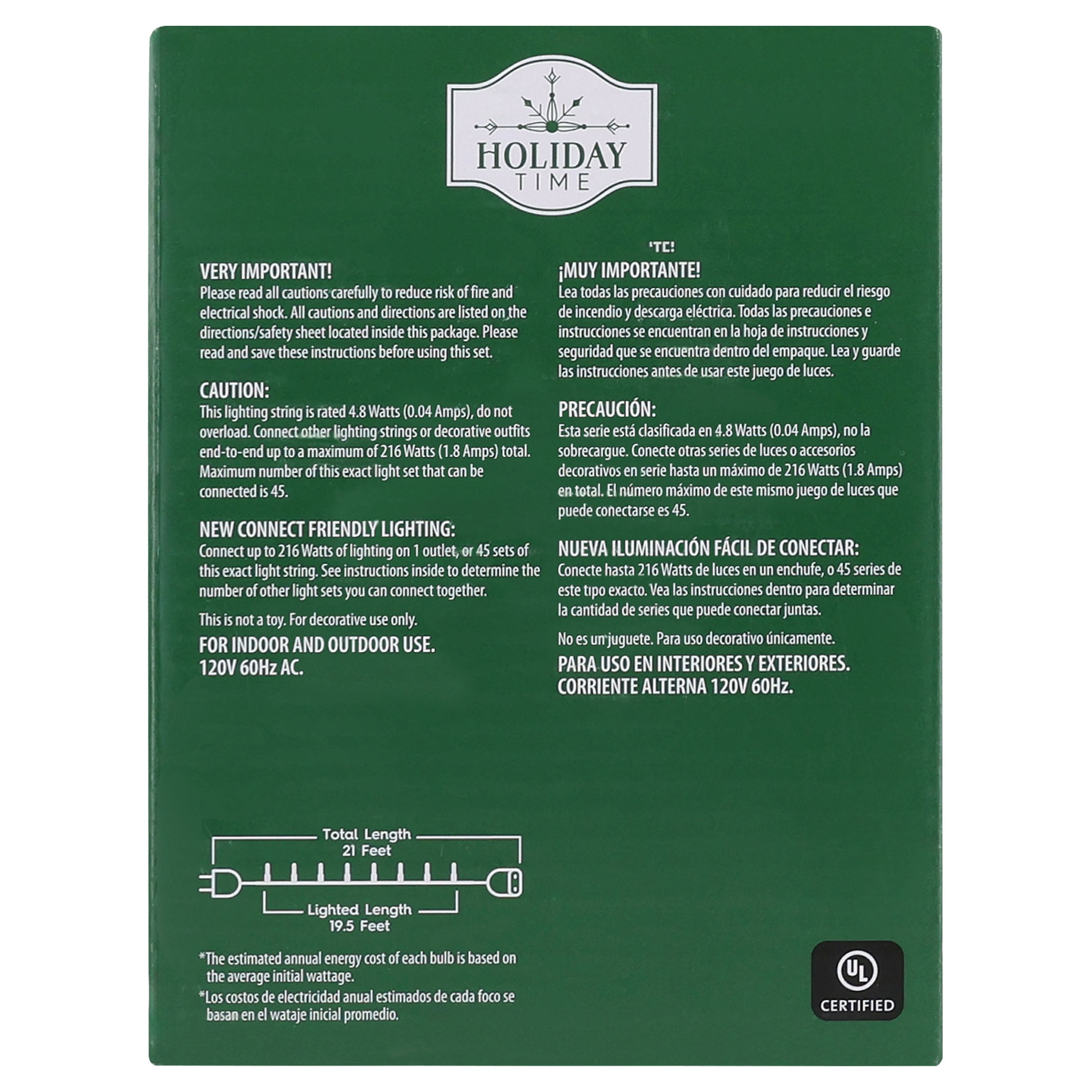 Indoor/Outdoor 100-Count LED Mini Christmas String Lights, Green, Green Wire, 19.5', by Holiday Time