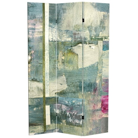 Oriental Furniture 6 ft. Tall Mineral Smoke Canvas Room Divider - 3 Panel