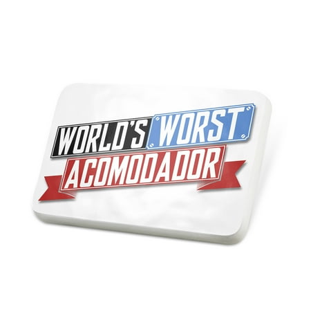 Porcelein Pin Funny Worlds worst acomodador Lapel Badge – NEONBLOND