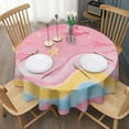 thumbnail image 3 of Colorful Cloud Star Pattern Round Tablecloth 60"x60",Wrinkle Wipeable Table Cloth for Kitchen Dining Room Picnic Patio Party, 3 of 6
