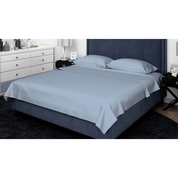 Ensemble de draps en coton à 500 fils Johnson Home Bleu ciel (grand lit)