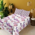 thumbnail image 2 of Ambesonne Emoji Fitted & Top Sheet Set with Shams, Funny Faces Modern Graffiti, Off White Purple, 2 of 5