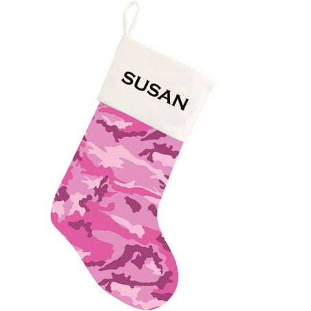 Personalized Camouflage Christmas Stocking, Available in Green or Pink