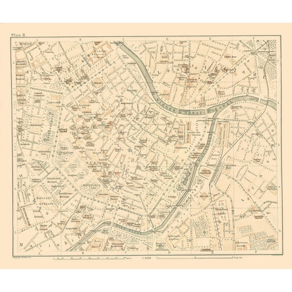 Historic Map - Leopoldstadt Vienna Austria - Baedeker 1896 - Vintage Wall Art