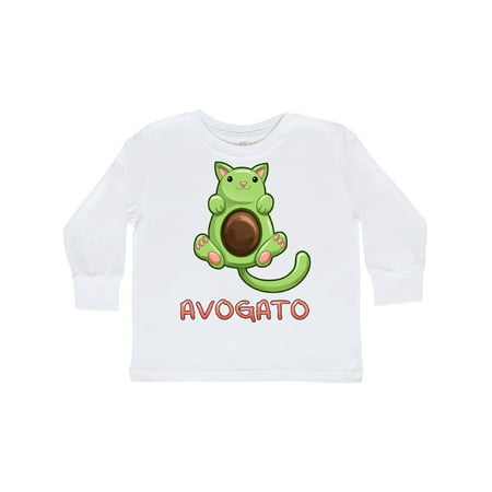 

Inktastic Avogato- cute green cat avocado Gift Toddler Boy or Toddler Girl Long Sleeve T-Shirt