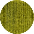 thumbnail image 1 of Ahgly Company Machine Washable Indoor Round Abstract Yellow Contemporary Area Rugs, 3' Round, 1 of 4