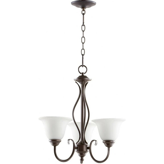 3 Light Chandelier In Quorum Home Collection Style 20 Inches Wide By 20 Inches High-Oiled Bronze Finish    -Traditional Installation Quorum Lighting