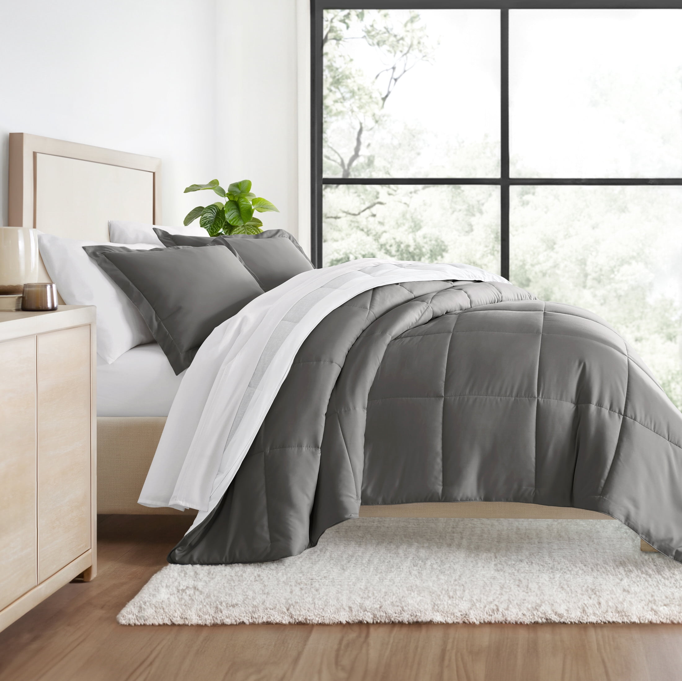 All Season Ultra Soft Comforter Set Lightweight Bedding in Stitched Stripe for Twin/Twin XL Size by Comfort Canopy