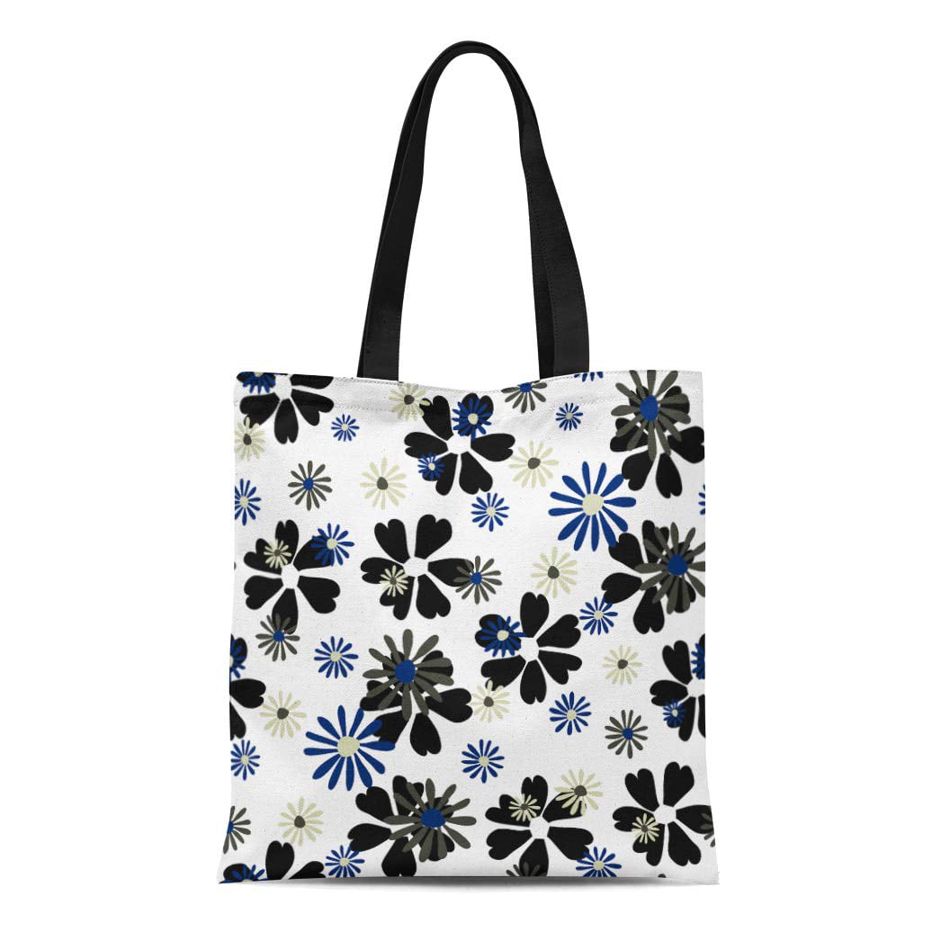 ASHLEIGH Canvas Tote Bag Small Floral Pattern Cute Daisy Flowers and ...