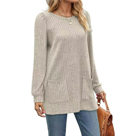 Cuteduck Long Sleeve T-Shirt for Women Loose Casual Pullovers Tops with Pockets