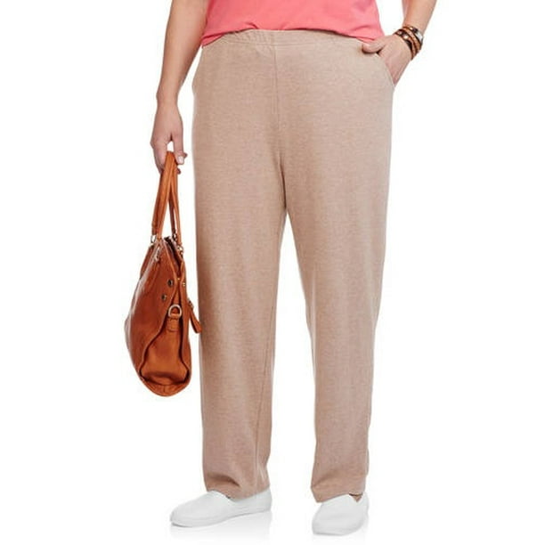 white stag knit pants with pockets