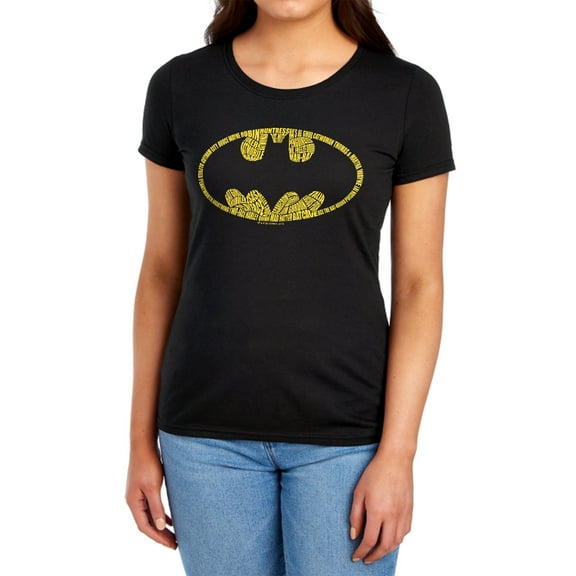 Batman Word Logo Women's T Shirt (Small) Black
