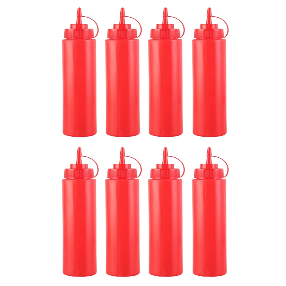 Reheyre 8Pcs Plastic Pointed Mouth Squeezing Bottles Ketchup Salad