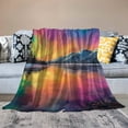 thumbnail image 5 of Creowell Home Leisure Flannel Blanket Aurora Borealis Lake Mountains 60*80in, 5 of 7