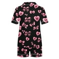 thumbnail image 4 of Byworldtasic Valentine's Womens Button Down Pajamas Set Short Sleeve Sleepwear Soft Pj Lounge Sets, 4 of 5