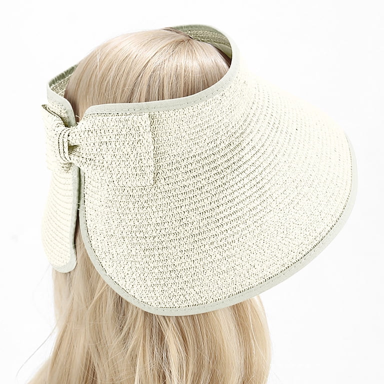 Fewfanhot Straw Visor Sun Hat for Women, Foldable Wide Brim  display picture 1