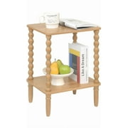 Side Table Small End Table with Storage Shelf 2-Tier Small Coffee Tables Living Room for Bedroom Narrow Spaces (Rustic Brown)