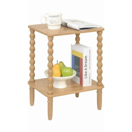 Side Table Small End Table with Storage Shelf 2-Tier Small Coffee Tables Living Room for Bedroom Narrow Spaces (Rustic Brown)