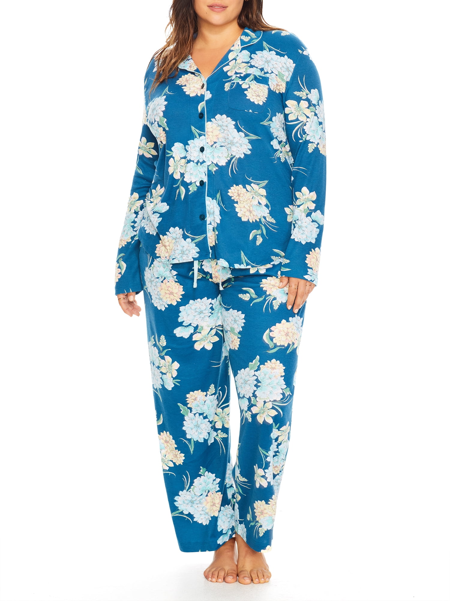 Karen Neuburger Womens Midnight Blooms Girlfriend Knit Pajama Set Style-RE0256W - Walmart.com