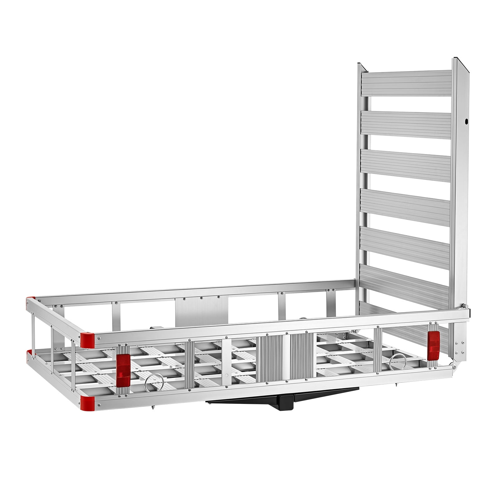 KFFKFF Hitch Mount Wheelchair Carrier, 500LBS Capacity Mobility Scooter Rack with Folding Ramp, Aluminum Cargo Basket & Stabilizer Kit, Compatible with 2" Receiver for Truck, SUV, 50" x 29.5" x 8.9"