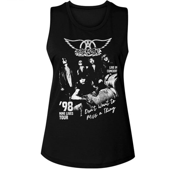 Aerosmith Miss A Thing Black Ladies Muscle Tank Xl