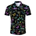 thumbnail image 3 of Camisa hawaiana con estampado de bandera estadounidense de fútbol para hombre, camisas hawaianas con estampado 3D de gato astronauta, blusas casuales con solapa, blusas de manga corta, 3 of 5