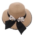 thumbnail image 1 of Sombrero de paja de verano para mujer, con circunferencia de 56-58 cm, para playa, exterior, con lazo, de ala grande, protector solar, 1 of 5