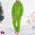 thumbnail image 5 of QIUOMBBP Xmas Fuzzy Hooded Family Christmas Outfits Matching Sets Zip Up Jumpsuits Pajamas Holiday Sleepwear for Adults, Mint Green, XXXL, 5 of 5