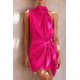 thumbnail image 2 of Vestido PRETTYGARDEN de satén sin mangas con cuello simulado y cinturón ajustable, talla pequeña, 2 of 8