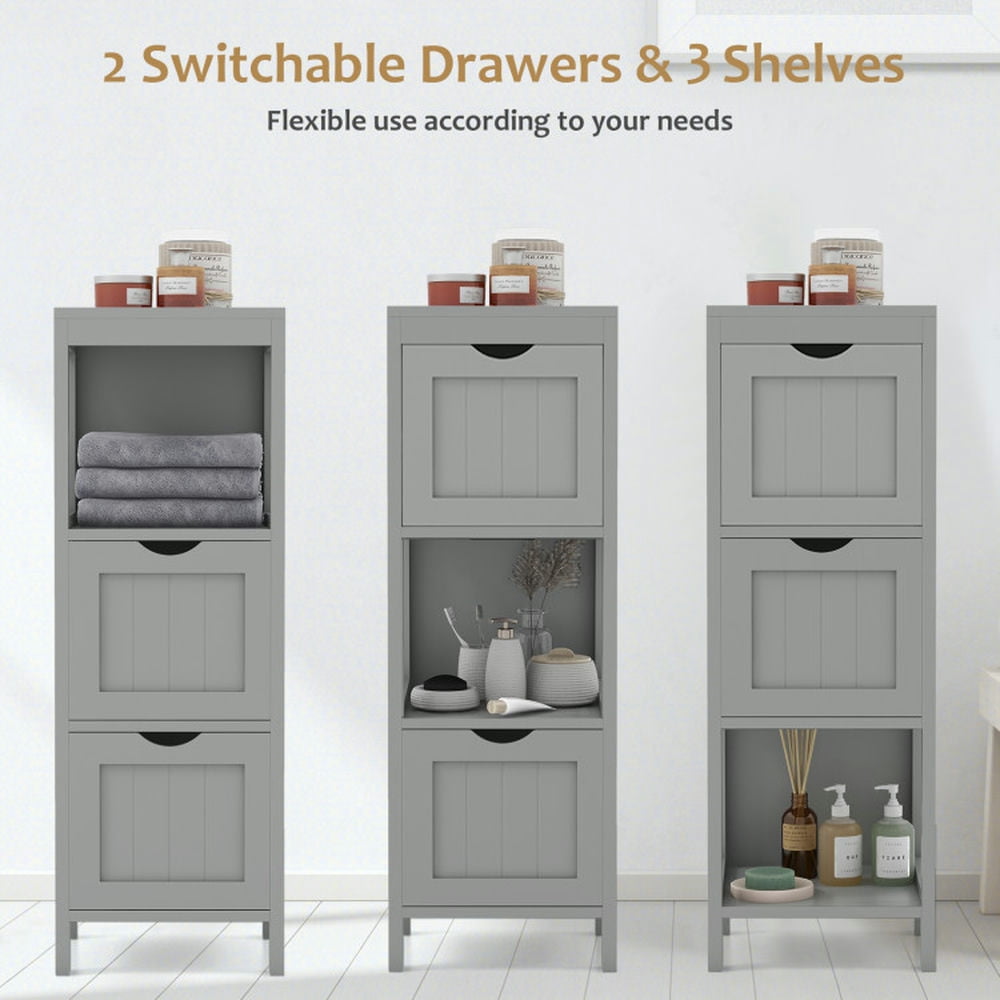 Finihen Bathroom Storage Cabinet, Bathroom Floor Cabinet, Freestanding Storage Cabinet with 2 Removable Drawers, for Bathroom, Living Room, Bedroom, Kitchen, Gray Finihen Bathroom Storage Cabinet, Bathroom Floor Cabinet, Freestanding Storage Cabinet with 2 Removable Drawers, for Bathroom, Living Room, Bedroom, Kitchen, Gray