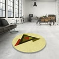 thumbnail image 4 of Ahgly Company Machine Washable Indoor Round Transitional Sun Yellow Area Rugs, 4' Round, 4 of 7