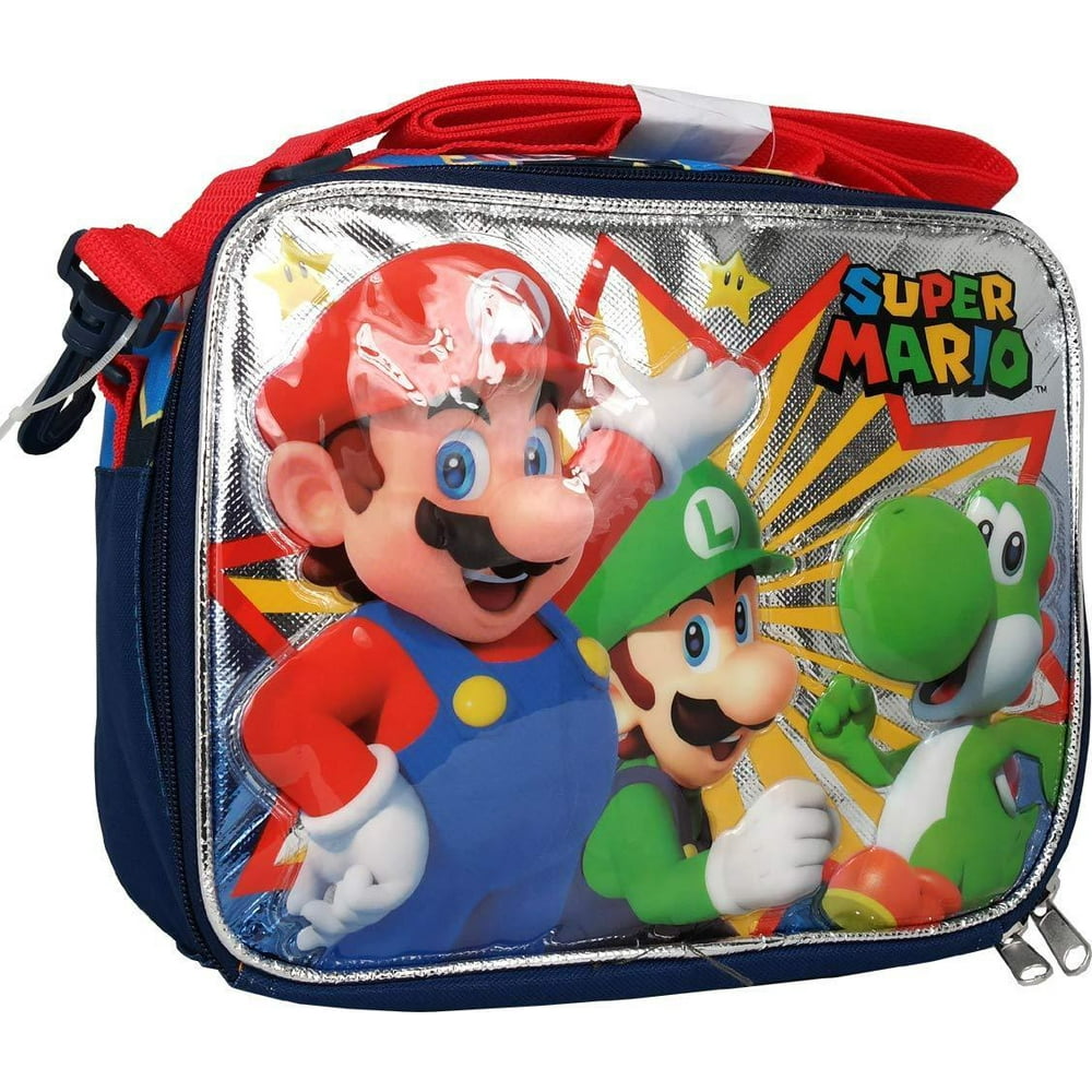 NEW Super Mario Rectangle Lunch Bag with Strap 9.5"