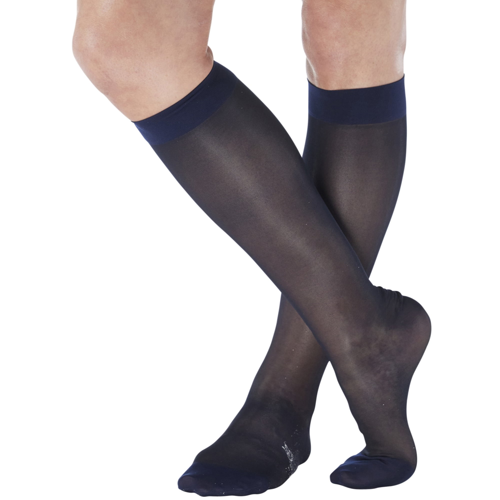 Women's Mild Compression 8-15 mmhg Striped Knee High Black Socks Size 9-11