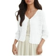 thumbnail image 2 of Qzwdhjm Summer Cardigan for Women Crochet Button Down Swimsuit Coverup Long Sleeve V Neck Beach Coverups Cardigans for Lounge Summer, 2 of 5