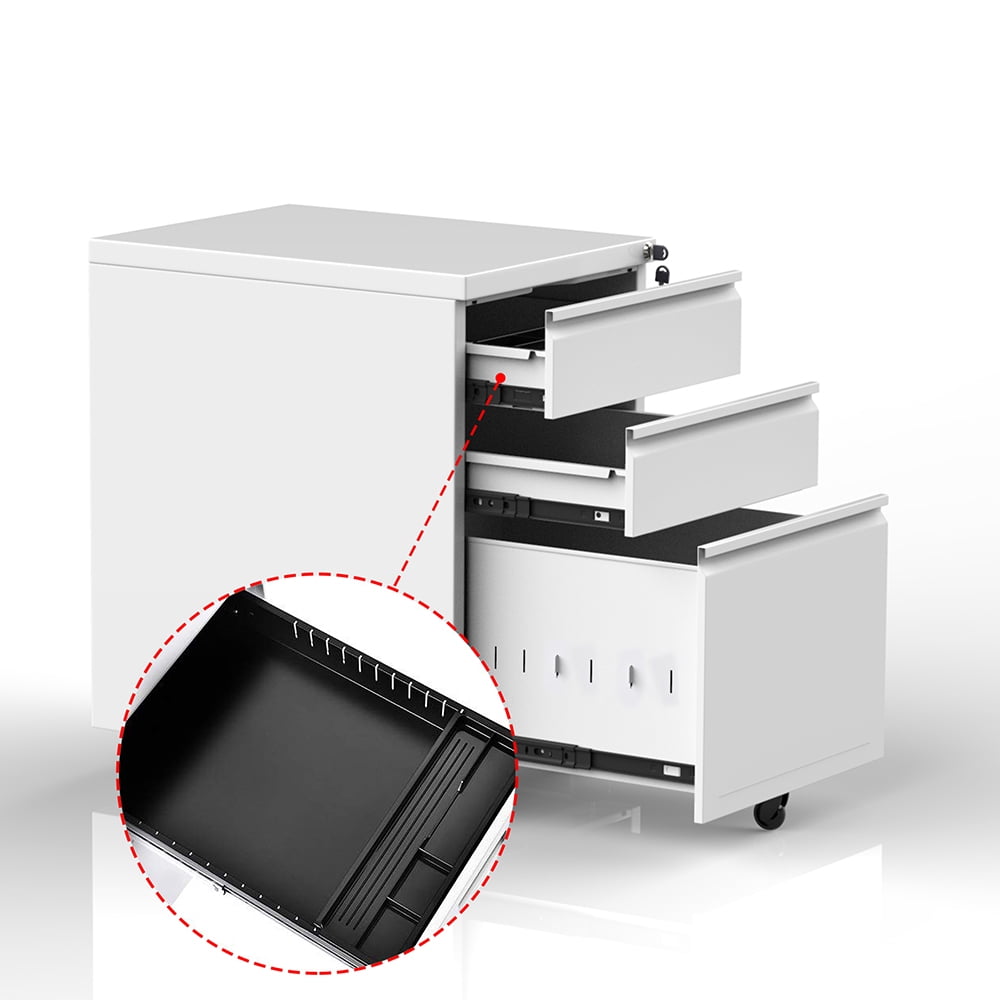 Kepooman Modern File Cabinet with 3 Drawer, Lockable Office Lateral Mobile File Cabinet for Office or Home, White Kepooman Modern File Cabinet with 3 Drawer, Lockable Office Lateral Mobile File Cabinet for Office or Home, White