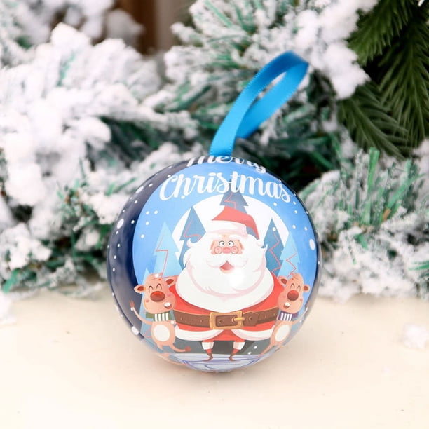 5 piezas Cajas de hierro Cajas de dulces Medias navideñas Relleno de medias navideñas Adornos de decoración de bolas navideñas Adornos rellenables Bola de adorno DIY