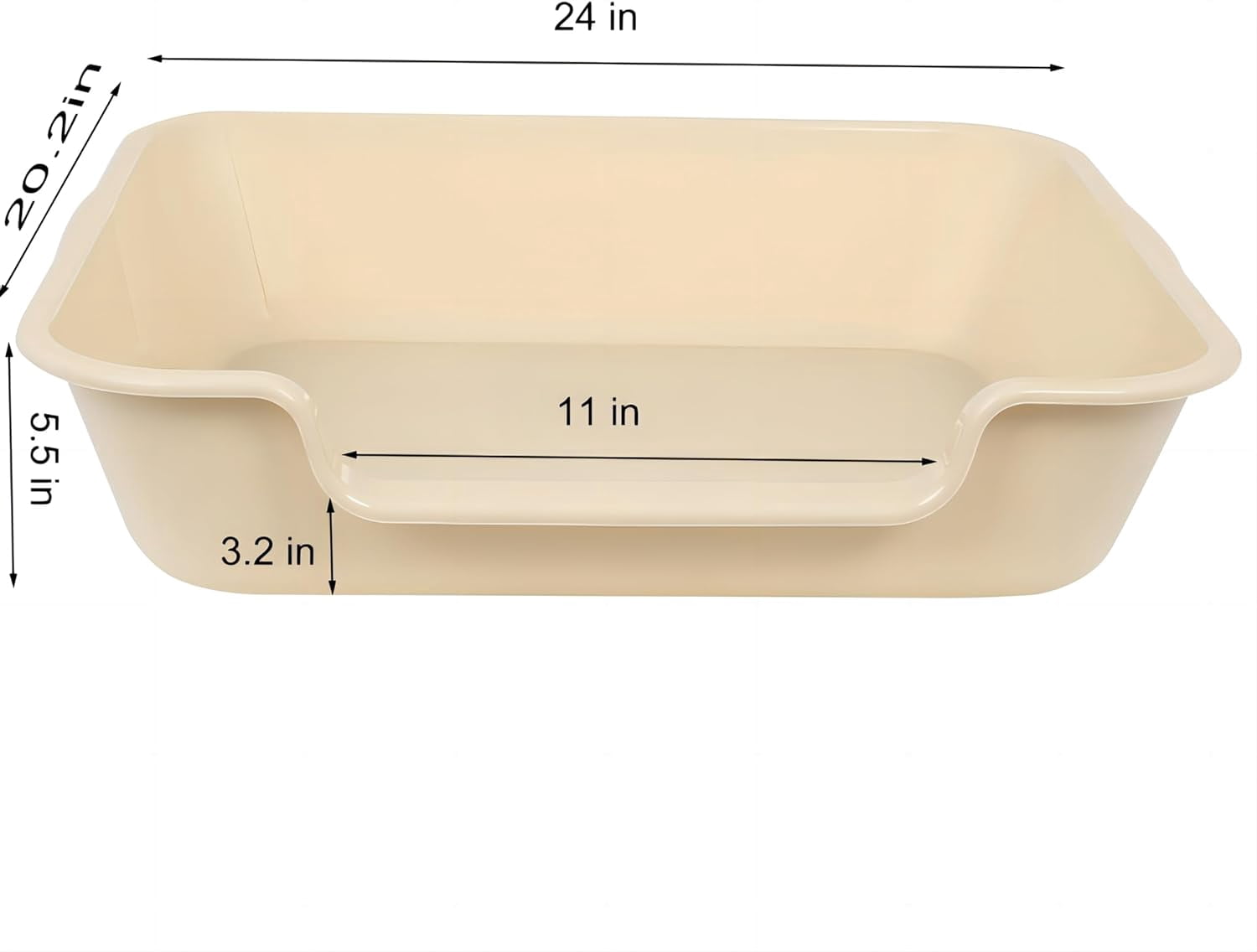 2 Pack of Extra Large Cat Litter Box (ABS Material), Low Entry Senior Litter Pen for Geriatric Kitty Big Cats, Jumbo Pet Safe Litter Boxes Tray for Pets Potty (Beach Sand, 24" L x 20" W)