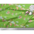 thumbnail image 3 of Soimoi Green Poly Georgette Fabric Hot Air Balloon,Yacht & Cloud Cartoon Print Fabric by Yard 52 Inch Wide, 3 of 3