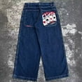 thumbnail image 4 of JNCO Y2K pantalones vaqueros sueltos retro bordado hip-hop street Harajuku pantalones de pierna ancha para hombres, 4 of 5