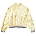 thumbnail image 4 of YONGHS Kids Girls Metallic Flight Jacket Long Sleeve Zippered Coat Outerwear Gold 6, 4 of 6