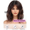 thumbnail image 2 of UTOURS Short Wavy Bobo Human Hair Brown Mixed Color Wig Curly Hair Medium Short Hair, 2 of 7