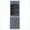 thumbnail image 4 of Kitchen Pantry Set of 2, TOPMAX Modern 83.7in Tall Freestanding Hutch with Faux Marble Top, 5 Drawers, Gray | MDF | Adjustable Shelves, 4 of 26