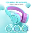thumbnail image 3 of Seenda Kids Bluetooth Headphones for Girls Boys, Wired & Wireless Headphones for Kids with Microphone, 85/94dB Safe Volume, Colorful LED Light, 35Hrs Playtime, Back to School Gifts for Kids, 3 of 10