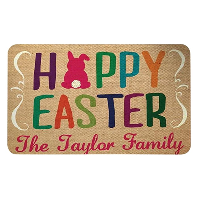 Pompotops Easter Doormat Easter Eggs Rabbit Entryway Front Porch Rugs Anti-Skid Bottom Floor Indoor Outdoor Carpet For Home Patio Home Decor Clearance