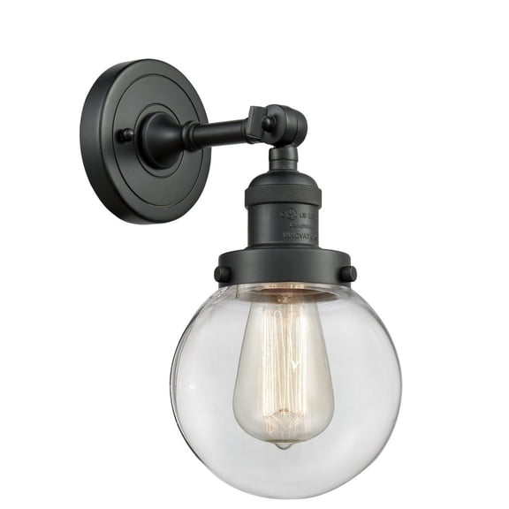 Innovations 203-BK-G202-6-LED Beacon 1 Light Sconce part of the Franklin Restoration Collection, Matte Black